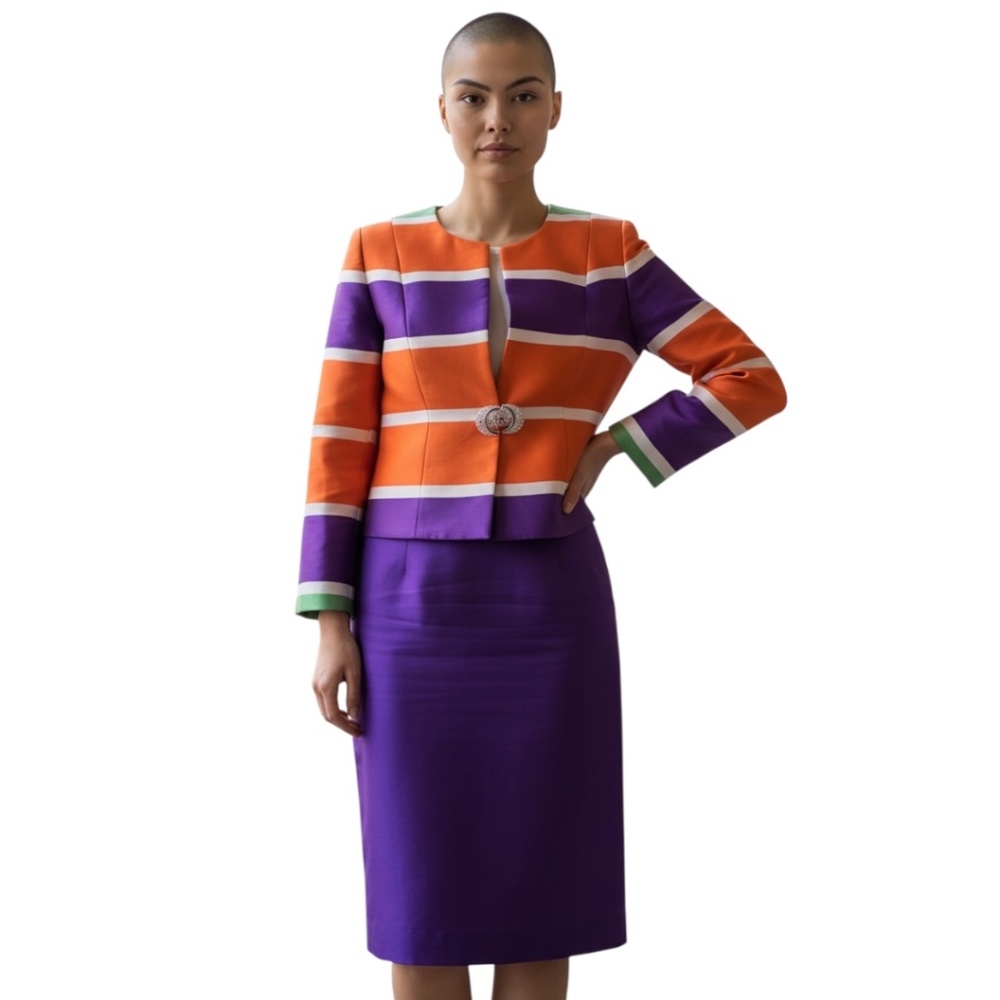 NWOT Lily & Taylor Women's Color-Blocked Design Blazer Skirt Suit Set, Size 12